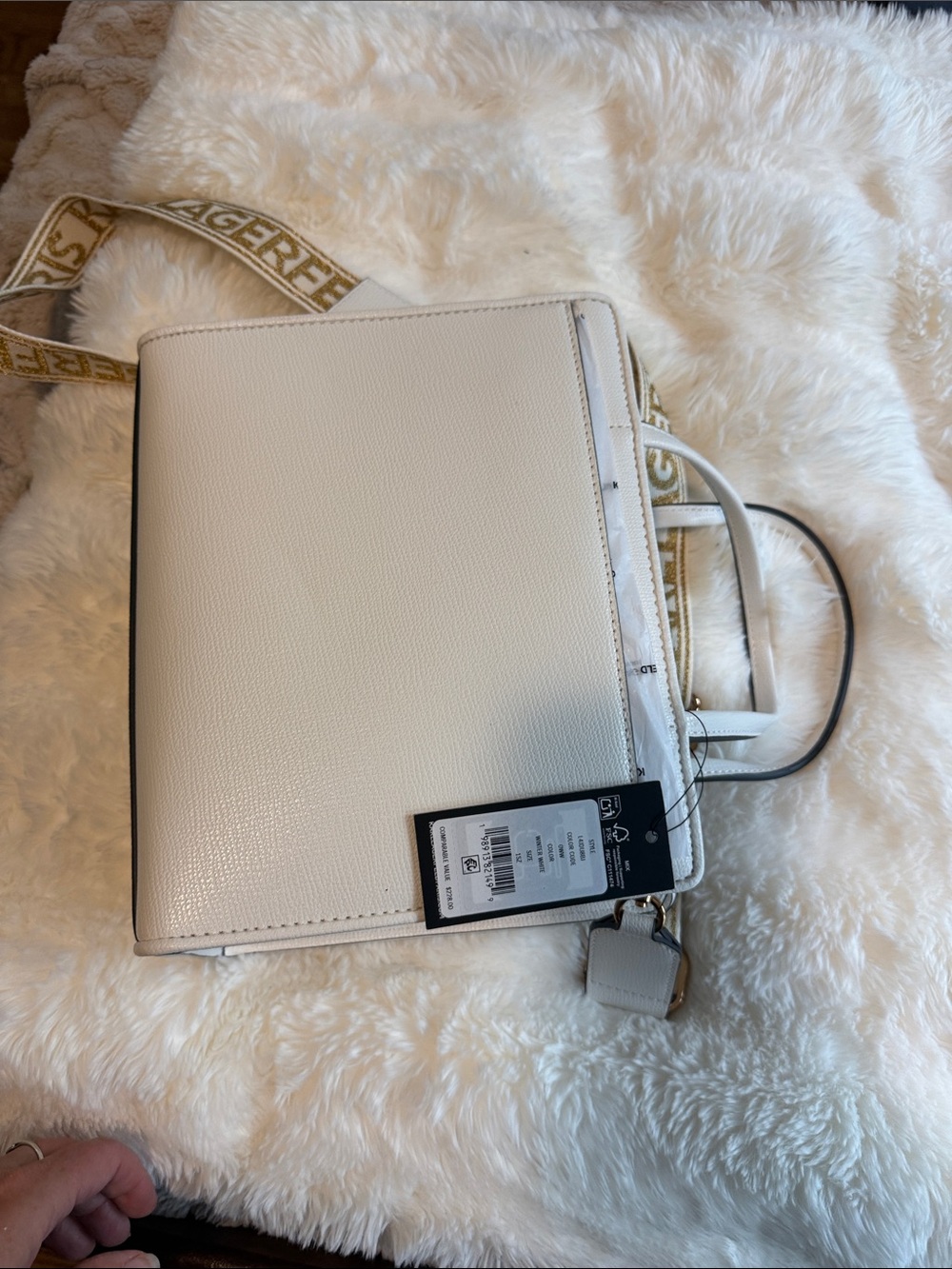 Karl Lagerfeld White Paris Graphic Shoulder Tote with Multicolor Accents - Picture 3 of 11